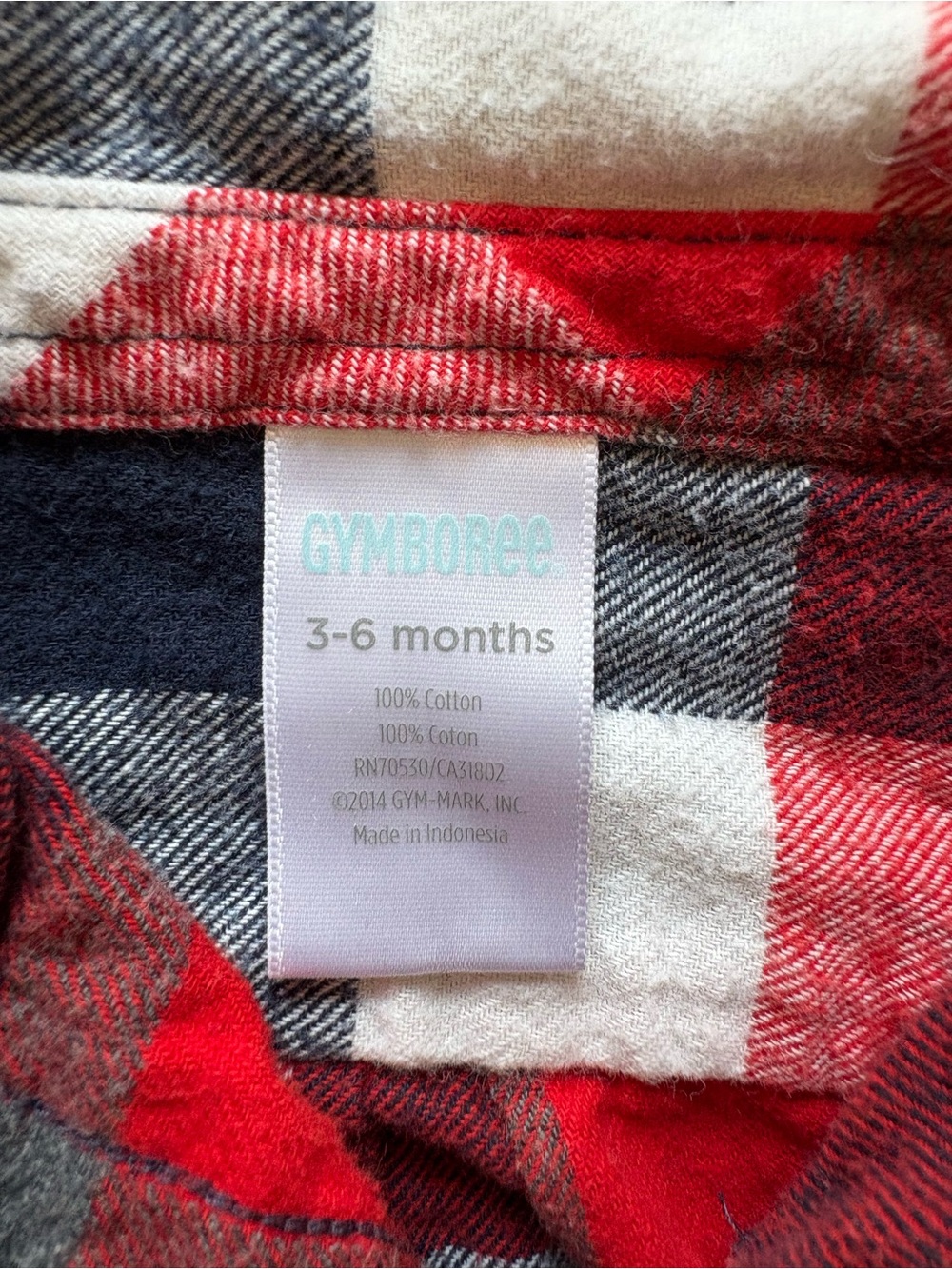 Gymboree Red Navy Cream Plaid Button-Down Flannel Shirt for Baby - Picture 2 of 3
